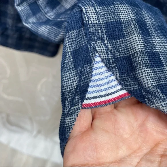 Tommy Hilfiger Button Down Shirt Mens Large Blue Gingham Regular Fit Long Sleeve - Picture 6 of 9
